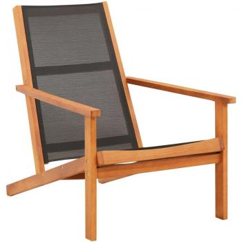 vidaXL Garden Lounge Chair Black Solid Eucalyptus Wood and Textilene