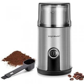 Aigostar Molinillo de café eléctrico, Molinillo de café multifuncional 200W Molinillo de especias Recipiente extraíble con cuchillas de acero inoxidable, Libre de BPA, Incluye Cepillo de Limpieza
