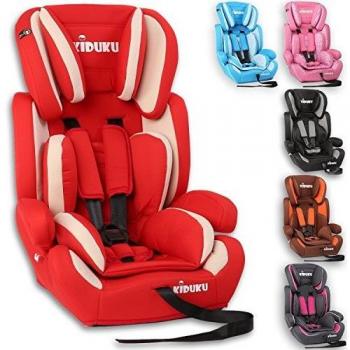 Silla de coche Kiduku, crece con el niño, 9-36 kg (1-12 años), Grupo 1/2/3, ECE R 129/03 (Rojo / Blanco)