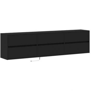 Mueble de TV de pared con LED negro 180x31x45 cm, Mueble Flotante para TV, Armario de Pared, estantería para TV, Mueble Colgante para TV