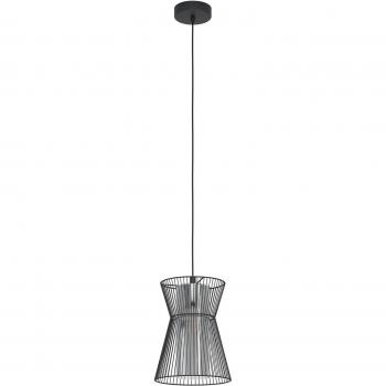 Lámpara Colgante Eglo Maseta 1 Luz E27 Negro y Cristal Ahumado