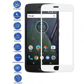 Todotumovil Protector de Pantalla Motorola G5 Plus Blanco Completo 3D Cristal Templado Vidrio Curvo para movil