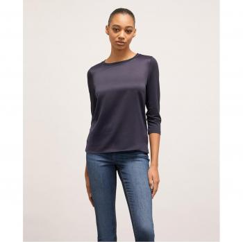 Camiseta de mujer bimaterial con manga francesa