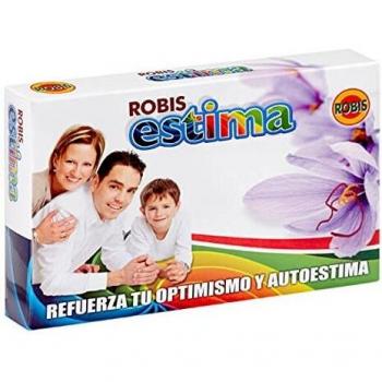 Robis Estima | Refuerza tu Optimismo y Autoestima | Melancolía - Tristeza - Decaimiento - Apatía - Degeneración Macular - Mejora Cognitiva | Azafrán, Inulina, Calcio Fostato Bicálcico - 40 Cápsulas