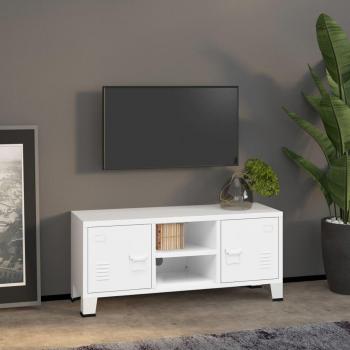 Mueble TV industrial blanco 105x35x42 cm en metal Vidaxl