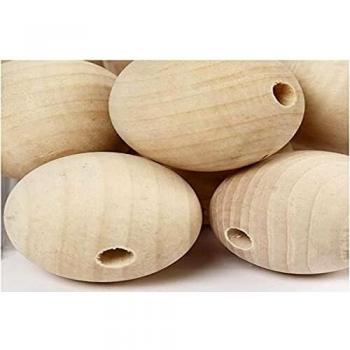 Perlas de Madera de 40 mm con Agujero de 7 mm, Paquete de 30 Piezas