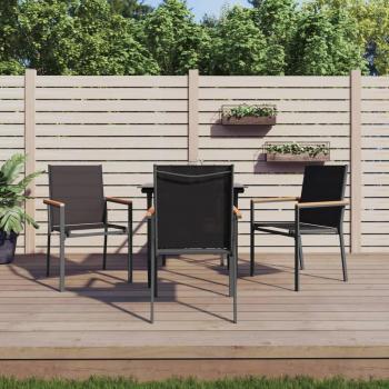 Juego de Comedor para Jardín 5 Piezas Acero y Textilene Negro
