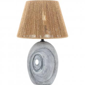 Lámpara de mesa Lindby Seasur, tradicional, azul-gris, cerámica y papel, 29 cm, 1 llama E27 para salón y comedor