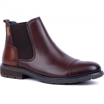 Pikolinos York M2M-8016 Botines para Hombre de Piel Marrón Oscuro con Elásticos Laterales y Plantilla Extraíble