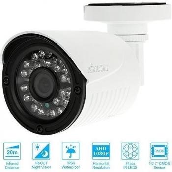 KKmoon 1080P 2000TVL Cámara de Bala de Vigilancia Exterior Interior AHD CCTV 1/2.7 CMOS 2.0MP 3.6mm 24 LEDs Soporta weatherproof IR-CUT Filter Night View Plug and Play PAL