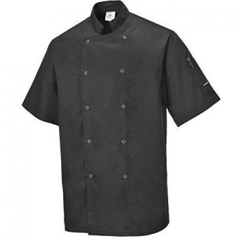 Chaqueta de Chef Cumbria Negra Manga Corta Unisex 2XL Portwest