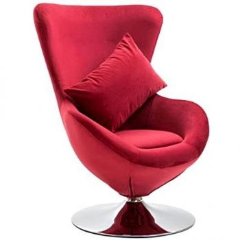 vidaXL Sillón Egg Giratorio Tapizado Terciopelo Cojín Diseño Clásico Forma Huevo Réplica Arne Jacobsen