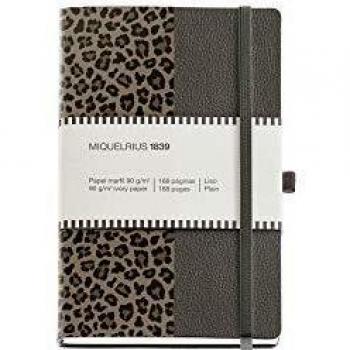 Miquelrius - Cuaderno de Notas, Cubierta Rígida Símil Resistente, Cierre Goma, Tamaño 174 x 112 mm, 168 Páginas de 90 g/m², Rayado Horizontal 7 mm, Diseño Piel
