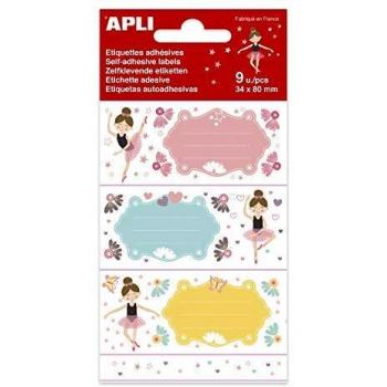 Pochette de 9 Etiquetas Adhesivas Escolares Bailarinas, 36 x 81 mm