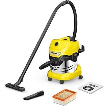 Kärcher Aspirador en Seco y Húmedo WD 4 S V-20/5/22, Potencia: 1000 W, Depósito de Acero Inoxidable: 20 L, Manguera