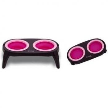 Freedog FD9000060 - Comedero Travel, para Perro y Gato, Color Rosa