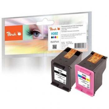Pack Ahorro de Cartuchos de Tinta Peach Compatible con HP No. 302 (F6U66AE, F6U65AE) - Incluye Negro y Color para OfficeJet y DeskJet