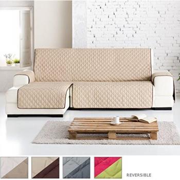 Funda Cubre Chaise Longue Práctica Modelo Reversible Baco, Color Gris Claro-Gris Oscuro, con Brazo DERECHO – 240cm