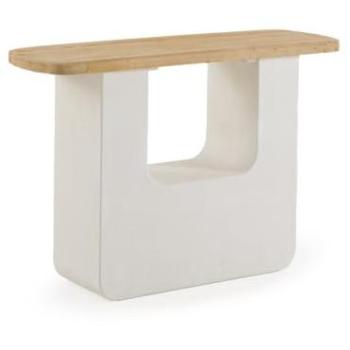 Consola de poliresina cemento blanco con tablero de madera de abeto 80 x 120 x 38 cm
