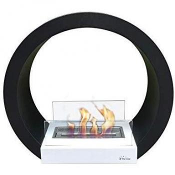 PURLINE Morea B Biochimenea de Suelo semicircular en Acero Color Negro con Cristal Templado