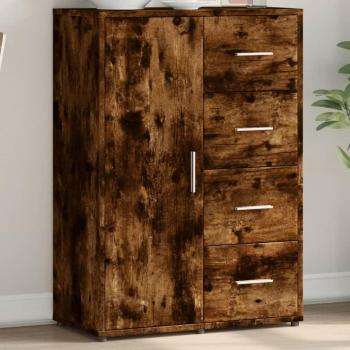 Aparador de madera de ingeniería 60x31x84 cm en roble ahumado, mueble de almacenaje para salón, buffet, armario auxiliar y armario de almacenamiento vidaXL