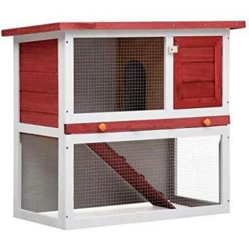 vidaXL Outdoor Rabbit Hutch 1 Door Red Wood