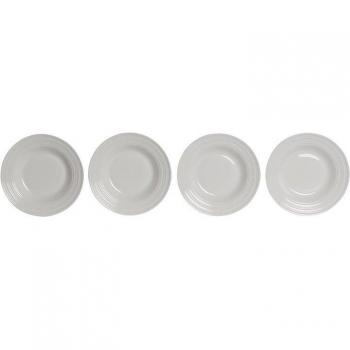 Set de 4 Platos de Porcelana Blanco - 20x20x3cm | Hecho a Mano