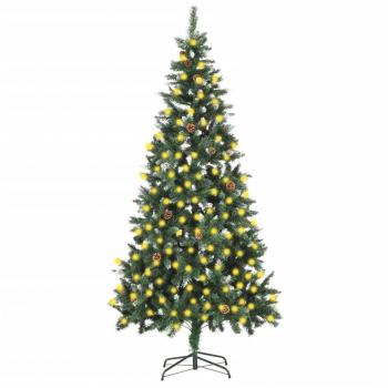 vidaXL Artificial Pre-lit Christmas Tree with Pine Cones 210 cm