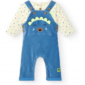 Conjunto de Bebé Niño Peto y Camiseta Azul con Detalles de Erizo