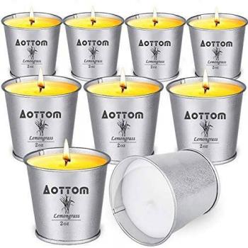 Vela Citronela Exterior, Aottom Juego de Velas de Citronella Jardín, 100% Natural Candle Cera de Soja, Verano Regalo Vela Aromaticas Perfumada con Citronella,per camping/hogar/picnic/fiestas, 9*2OZ