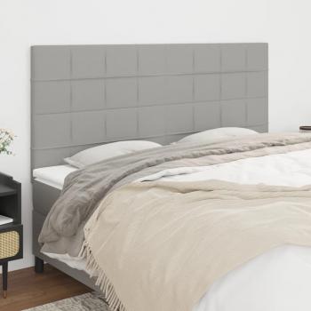 Cabecero de Tela Gris Claro 4 Piezas 90x5x78/88 cm
