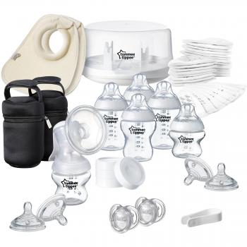 Tommee Tippee Breastfeeding Kit with Manual Breast Pump, Microwave Steriliser, Baby Bottles and Breastfeeding Accessories