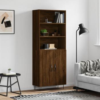 Aparador alto de madera contrachapada marrón roble 69,5x34x180 cm