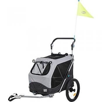Trixie Quick-Fold Medium Dog Bicycle Trailer - Grey/Black, 63x95x90/132 cm, Max Load 22 kg