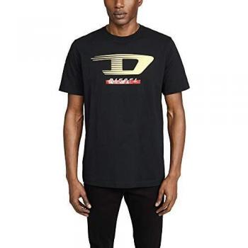 Men's Diesel D Logo Casual Black Cotton Crew Neck T-Shirt - Size Regular/36