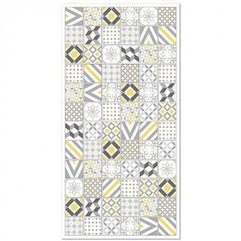 Alfombra Vinílica Hidráulica Love Amarillo 200x250 cm - Antideslizante e Ignífuga - Ideal para Cocina y Salón