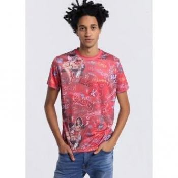 Camiseta de manga corta rosa Lois Jeans - Tallaje en Pulgadas