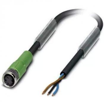 M8 3-Pole Sensor-Actuator Cable, 5m Length, PUR Jacket, Straight Female Connector