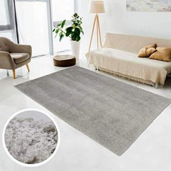 Alfombra shaggy de pelo largo 160x230 cm gris chic hecha a mano, libre de AZO