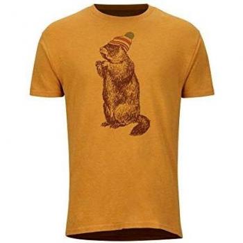 Marmot Pom tee SS Camisa, Camiseta De Manga Corta para Exteriores, Idónea para Hacer Deporte E IR Al Gimnasio, Secado Rápido, Transpirable, Hombre, Aztec Gold Heather, XXL