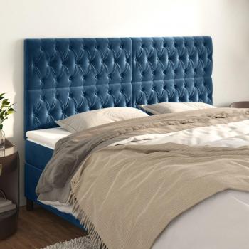 Cabeceros de terciopelo azul oscuro 90x7x78/88 cm - Pack de 4 unidades