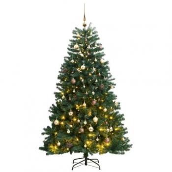 vidaXL Artificial Hinged Christmas Tree 300 LEDs & Ball Set 180 cm