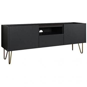 Mueble TV Lima M103 - Grafito y Mármol Negro, 2 Puertas, 1 Cajón, 144x55x37cm