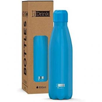 i-Drink Botella de doble pared acero, térmica, con diseño Leaves