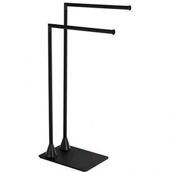 Toallero de pie Hella, autoportante, acero negro mate, 43.5x78.5x20 cm