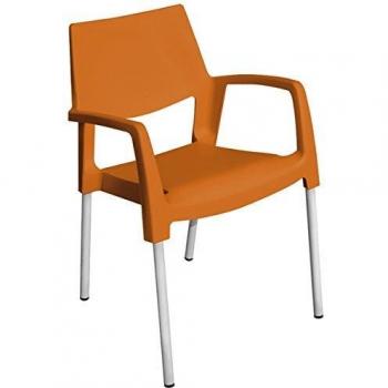 Garden Life 8315AL-07 Sillón con Respaldo Liso Abierto apilable, Naranja, 46x54x79 cm