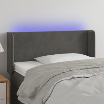 Cabecero LED de terciopelo gris oscuro 83x16x78/88 cm
