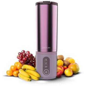 Batidora de Vaso Individual Power Titanium Shake2Go Candy Steel 180W, Vaso Metal 600ml Libre BPA, 3 Programas Automáticos, Carga USB-C