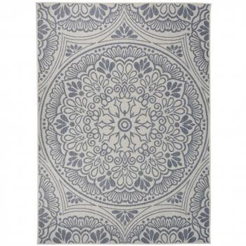 Alfombra de exterior tejido plano rayas azules 200x280 cm