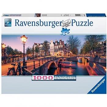 Ravensburger Puzzle, Puzzles 1000 Piezas, Evening in Amsterdam, Puzzles para Adultos, Puzzle Panorama, Puzzle Ravensburger